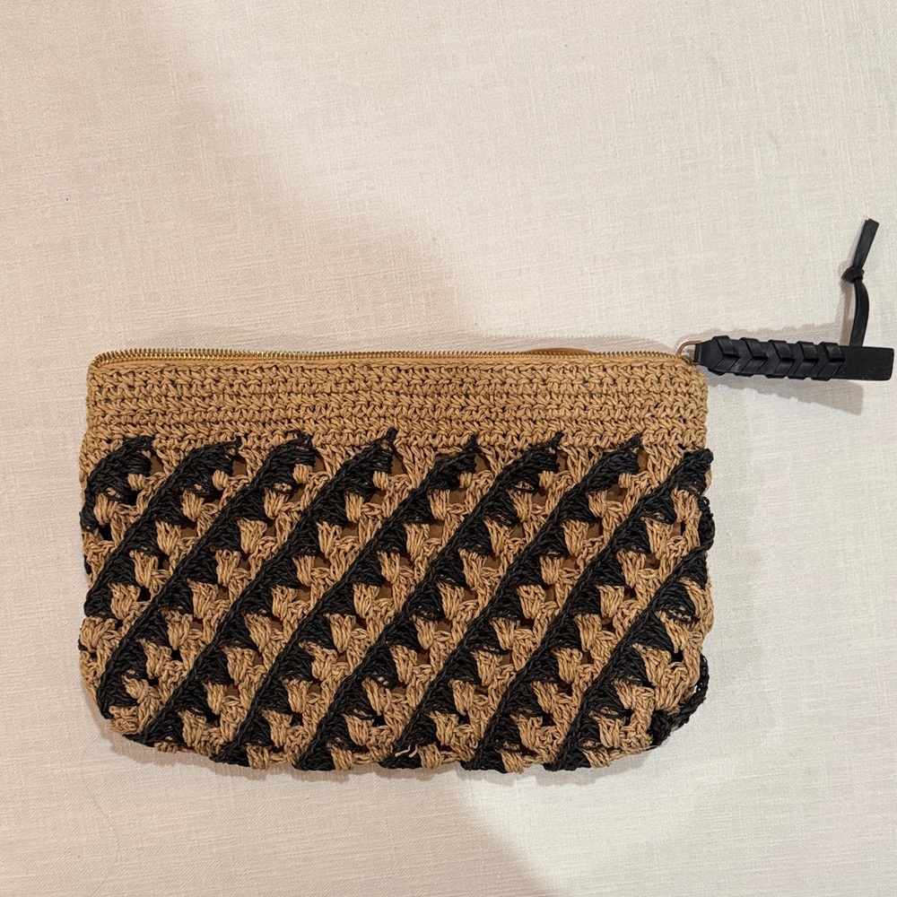 Zara Home Woven Tan and Black Clutch